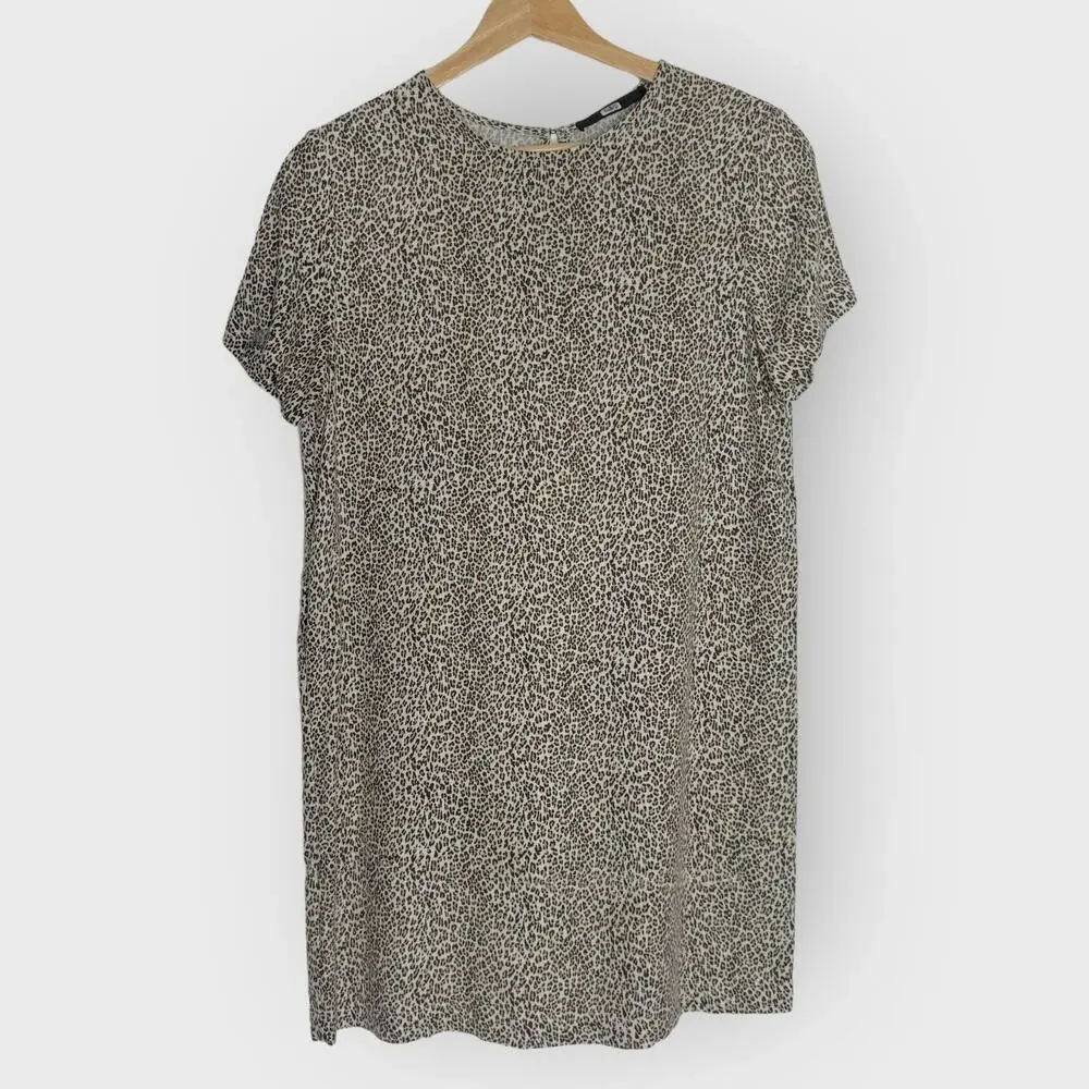 Jenni Kayne Leopard Print Dress XS Brown Short Sleeve Cottage Chic